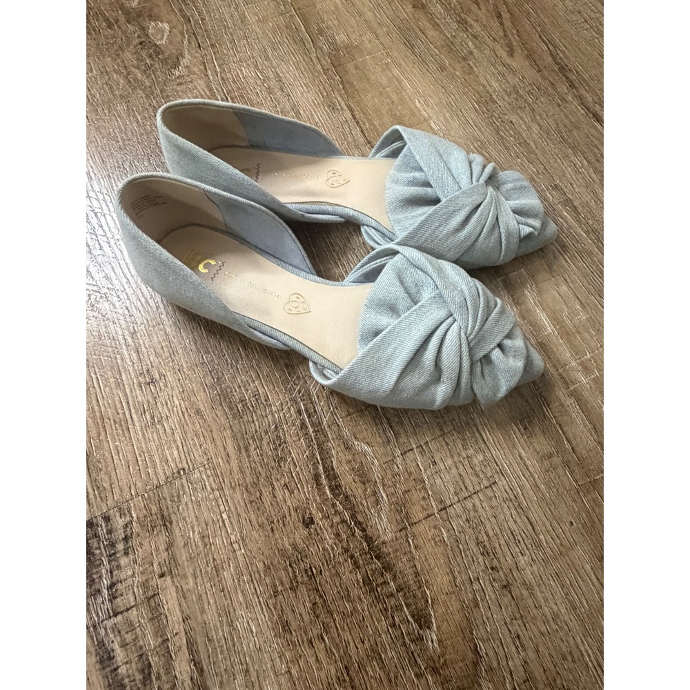 BC Footwear Light Blue Denim Twist Knot‎ Pointed Toe d'Orsay Flats Size 7.5